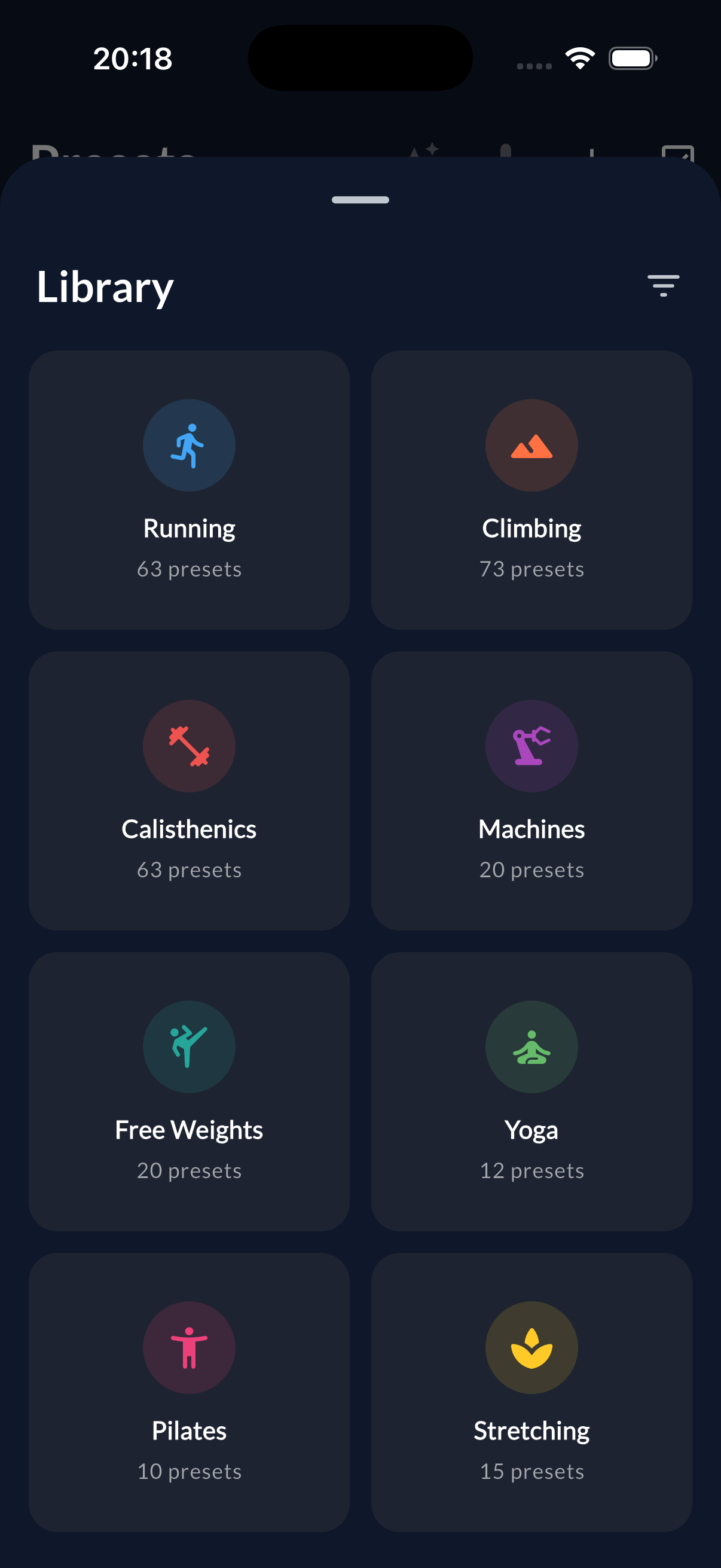 Workout preset library